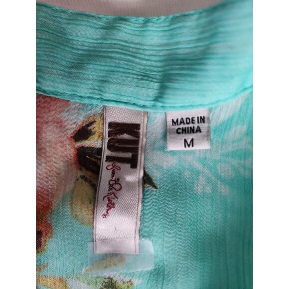 KUT From The Kloth Women's Blue Floral Long Sleeve Chiffon Blouse Size Medium - Picture 6 of 10